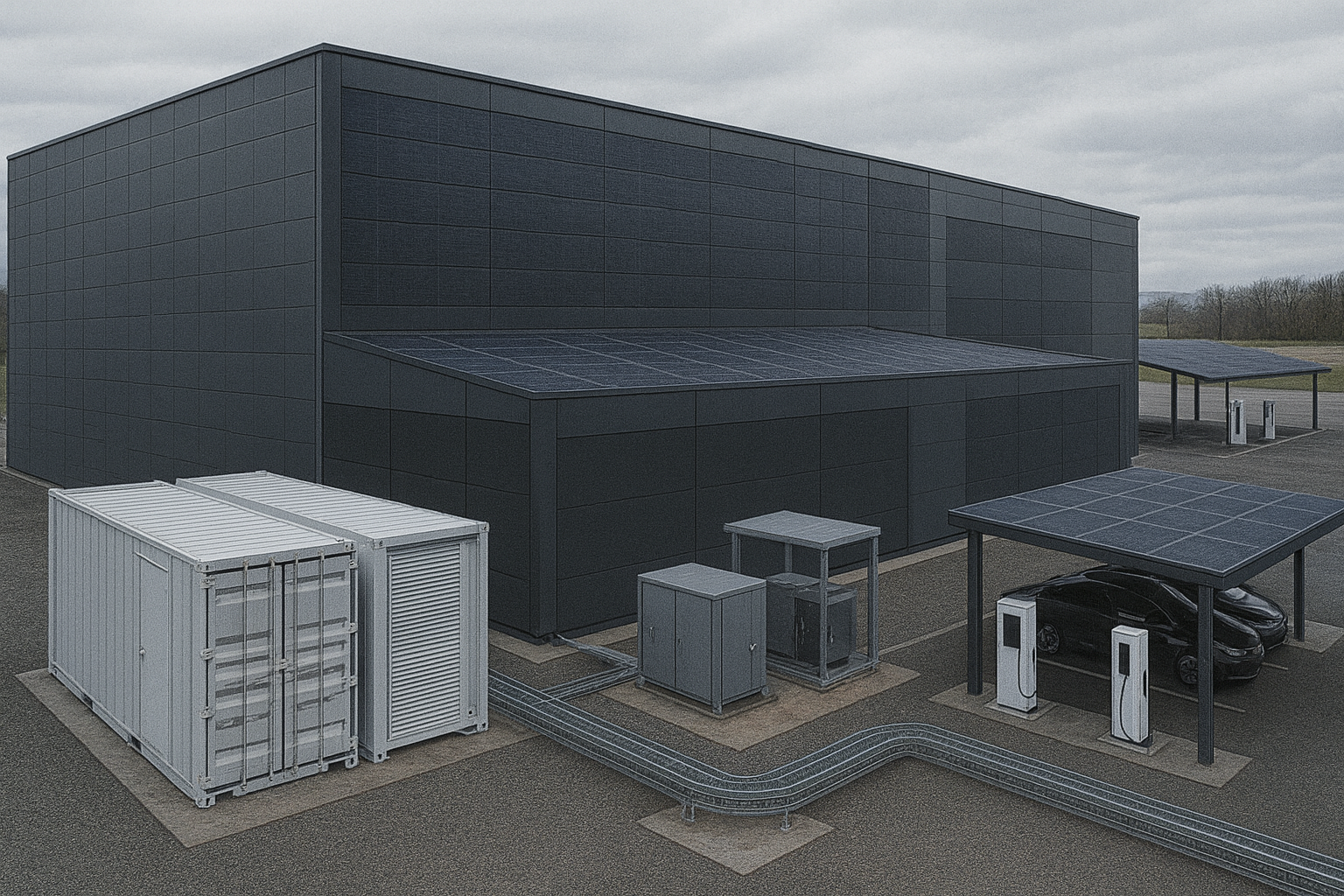 Visualisierung eines industriellen BIPV‑Campus